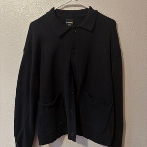 RSQ Black Knit Button-Up